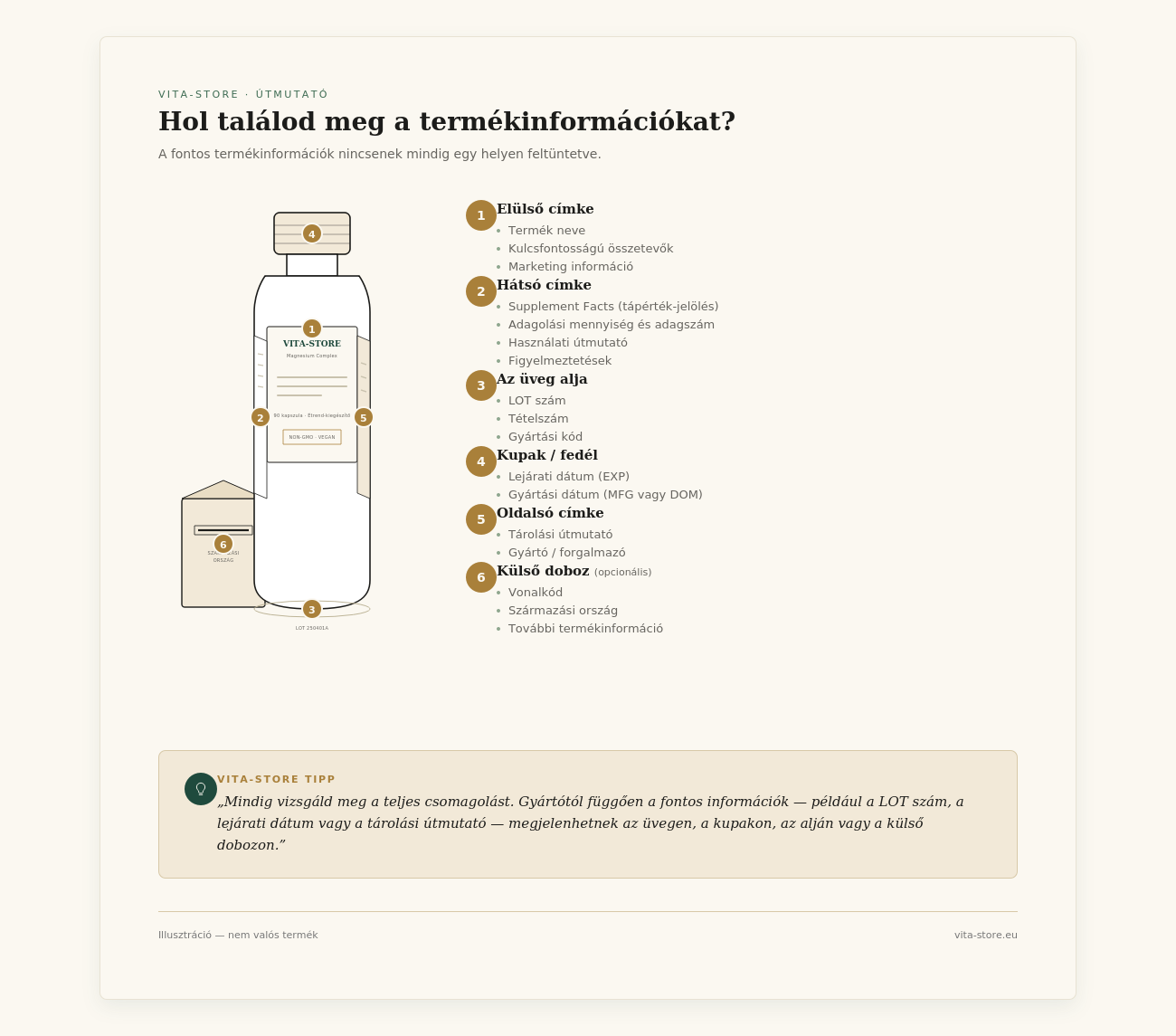Hol találhatók a fontos információk az étrend-kiegészítő csomagolásán